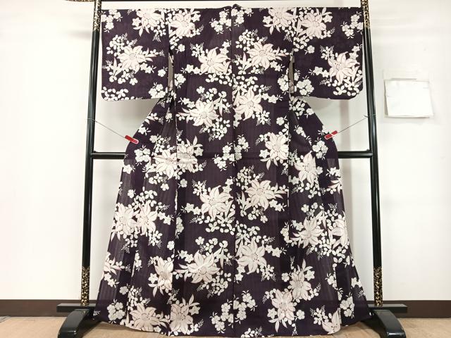 長閑やかさ屋御召しもの∴夏物 浴衣 夢仕事場 顕花植物文 綿 珠玉 CABG7717vp
