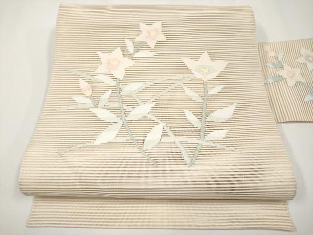 長閑やかさ屋お召しもの＊夏物 八寸名古屋帯 絽綴れ 枝花文 正絹 珠玉 CABH6029tx