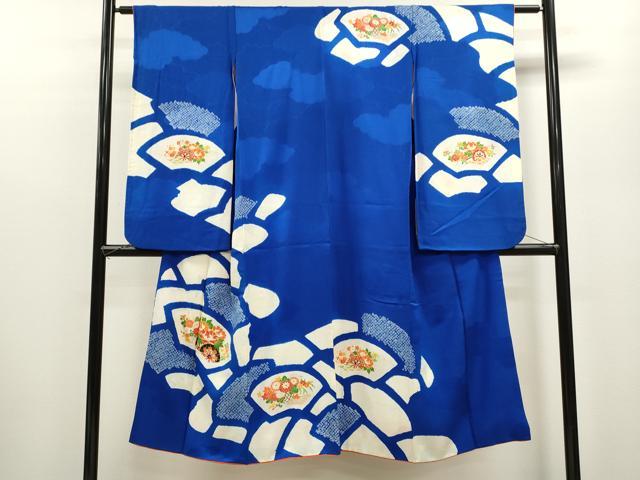 平和屋着物[]七五三　女の子　７歳　祝着　四つ身　駒刺繍　絞り　地紙花車文　金彩　逸品　CAAZ7156ze｜平和屋