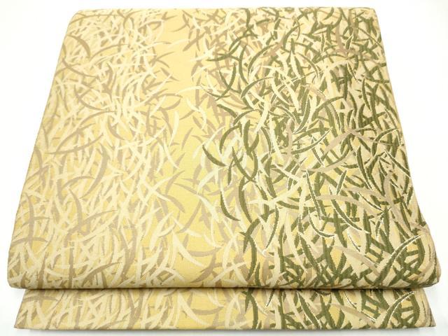 長閑やかさ屋お召しもの●六通柄袋帯 芝生文 金糸 正絹 珠玉 CABI0134hy