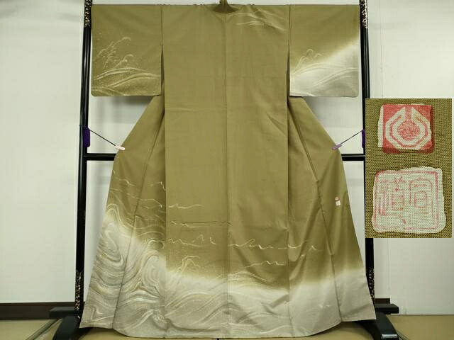 平和屋着物●極上 現代の名工 京友禅 村田道宣 石川県指定無形文化財 牛首紬 白山工房 手織り 訪問着 手描き 逸品 DZAB6100kh6|平和屋