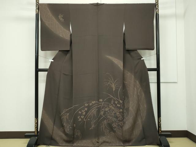 平和屋本店■極上　世界的人形師　辻村寿三郎　ジュサブロー　訪問着　刺繍　鳥獣戯画　暈し染め　赤墨色地　逸品　CZAA2003s5｜平和屋