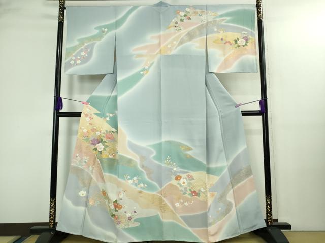 長閑やかさ屋中央局●より良い 築き上げる460年・千總 短い訪問着 駒刺しゅう 吉祥花文 暈し染め 秘盛りだくさん地 金彩 珠玉 未当てはめる DZAA4115kh6