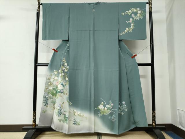 平和屋着物●訪問着　草花文　暈し染め　金彩　正絹　逸品　CABC6881yc｜平和屋