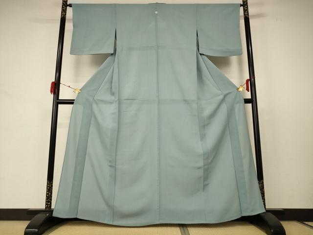 長閑やかさ屋御召しもの＊夏物 色無地 絽 青磁薄墨色 正絹 珠玉 AABD3375jd