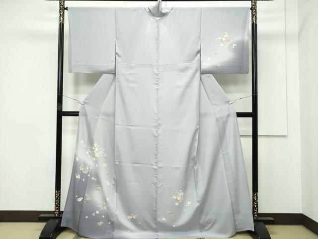 平和屋着物＊極上 夏物 訪問着 絽 草花文 暈し染め 利休白茶色地 逸品 CZAA3970s5｜平和屋
