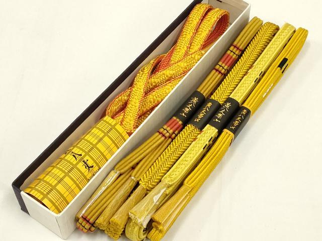 平和屋着物●和装小物 上質な帯締め5本セット 黄八丈 逸品 全て未使用 AABE4969ay