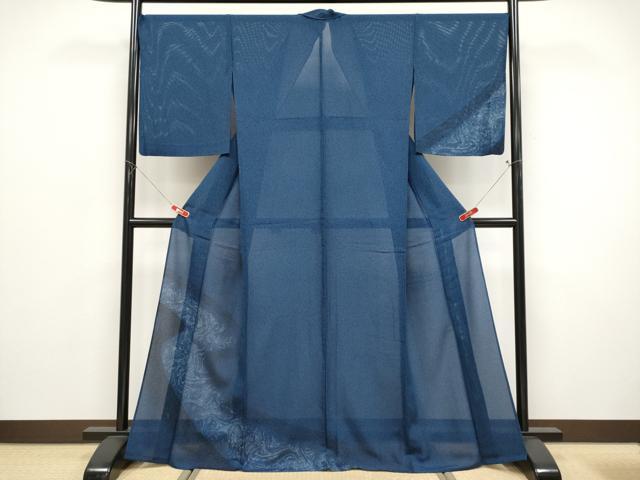 長閑やかさ屋御召しもの＊夏物 短い訪問着 絽 墨流し文様 正絹 珠玉 CABF2469tx