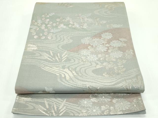 長閑やかさ屋お召しもの＊夏物 六通柄袋帯 秋草文 現ナマ糸 正絹 珠玉 CABG7391rv