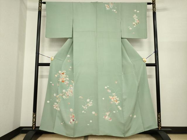 長閑やかさ屋御召しもの●築き上げる460年・千總 短い訪問着 花鳥文 金彩 丹後ちりめん 反端付き添い人 正絹 珠玉 AABI8863ck