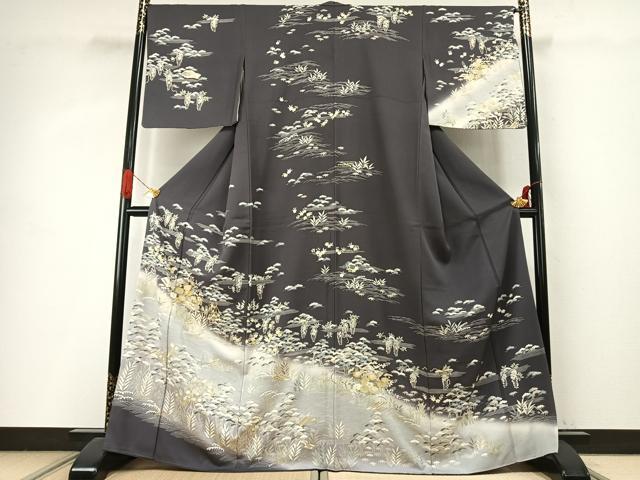 平和屋着物●訪問着　友禅　駒刺繍　松竹梅　暈し染め　金彩　正絹　逸品　AABI9043fy｜平和屋