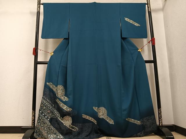 平和屋着物●訪問着　鏡裏飛鶴花文　暈し染め　金彩　正絹　逸品　AABJ3896ph｜平和屋