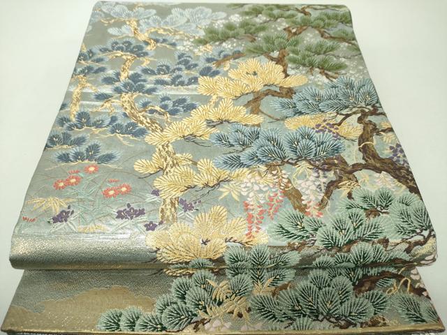 長閑やかさ屋中央局▼両面 六通柄袋帯 九百織純金箔 絲綢箔 慶長錦 正絹 珠玉 DABG8230ps