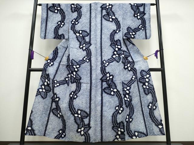 平和屋着物∴夏物 浴衣 有松鳴海絞り 流水舞蝶文 綿 逸品 CAAW1037ng