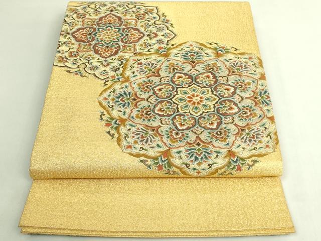 平和屋本店●極上 明綴れ 太鼓柄袋帯 正倉院花文 金糸 逸品 DZAB7306kh6|平和屋