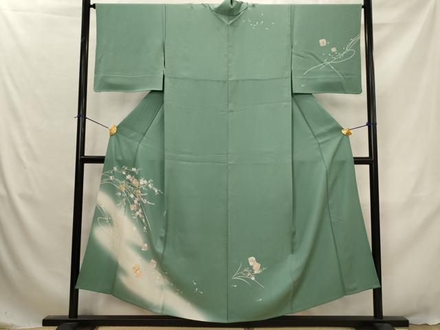 平和屋着物▽訪問着 単衣 糸巻花文 暈し染め 金彩 正絹 逸品 AABJ5154st|平和屋