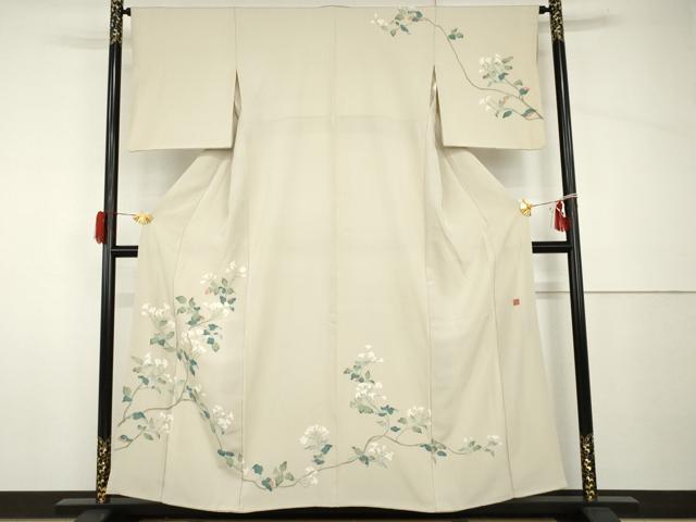 平和屋着物●訪問着　友禅　作家物　枝花文　正絹　逸品　AABH8869cs｜平和屋