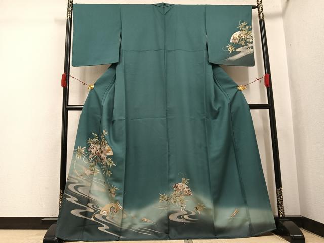 平和屋着物●訪問着　扇面草花文　暈し染め　金銀彩　正絹　逸品　AABJ7179ph｜平和屋