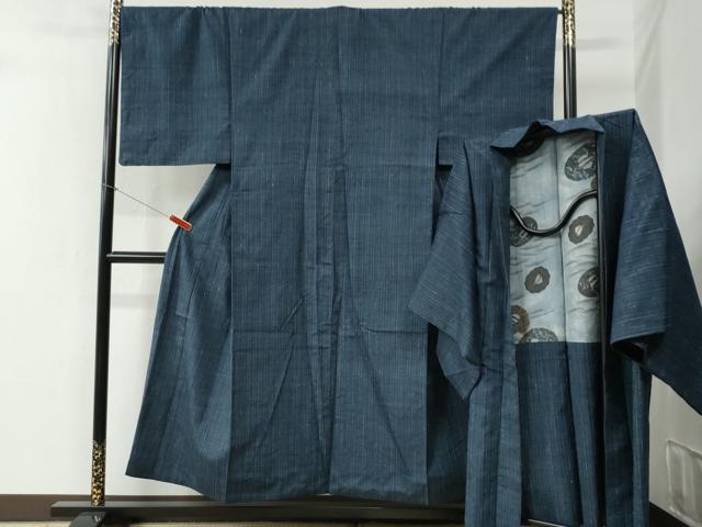 平和屋着物●男性　紬　アンサンブル　縞　正絹　逸品　CABB4667yc｜平和屋