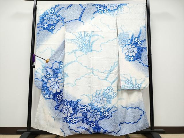 平和屋着物●極上 振袖 総絞り 雲取り草花文 逸品 CYAA4033s6|平和屋