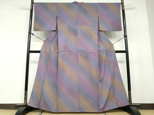 長閑やかさ屋御召しもの▽小紋 単衣 霞文 暈し染め 金彩 さんび謹製 洗える御召しもの DABD9617ud