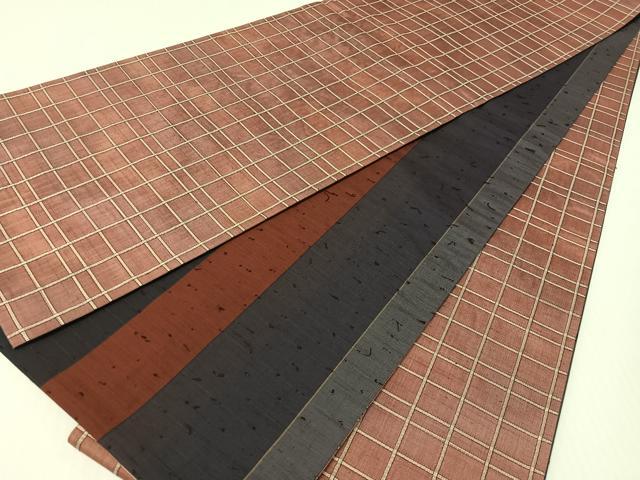 平和屋着物●両面　全通柄袋帯　ひげ紬　吉野間道　正絹　逸品　CABG1732vp｜平和屋