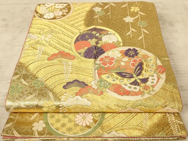 平和屋着物 六通柄袋帯 唐織 金煌錦 艶麗花車絵文