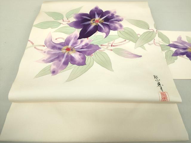 平和屋着物○九寸名古屋帯 型染 舞花 正絹 逸品 DAAZ2272op