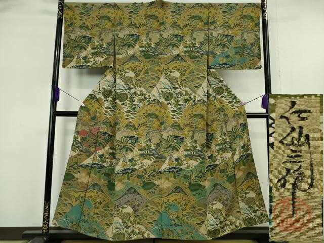 平和屋着物●極上　前田仁仙　仁仙更紗　訪問着　更紗花鳥文　鬼しぼ縮緬　逸品　未使用　DZAB6134kh6｜平和屋