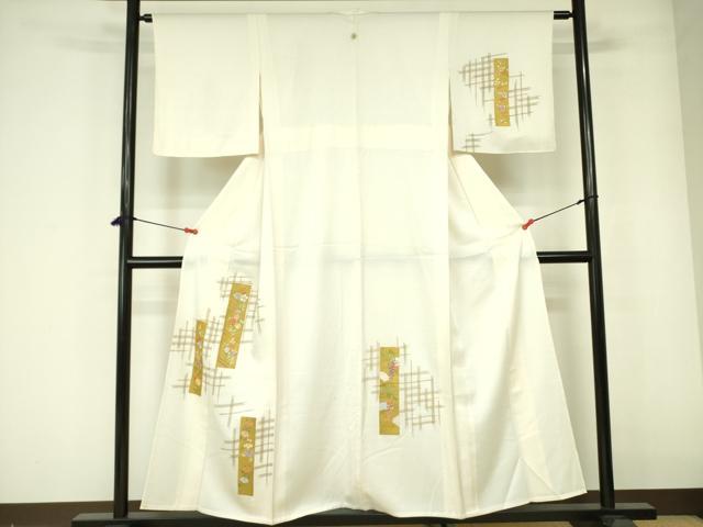 平和屋着物▽訪問着 単衣 刺繍 短冊花文 金彩 正絹 逸品 DABE1496op|平和屋