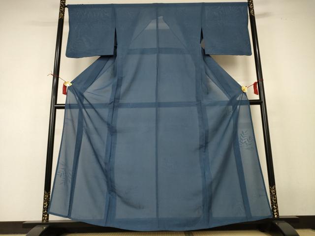 長閑やかさ屋御召しもの＊夏物 色無地 絽 草葉紋紗 錆薄墨色 正絹 珠玉 AABI7788jd