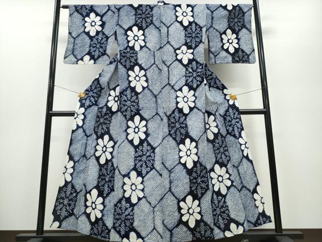 平和屋着物&there4;夏物 浴衣 有松鳴海絞り 亀甲花文 綿 逸品 CAAY4771ng｜平和屋