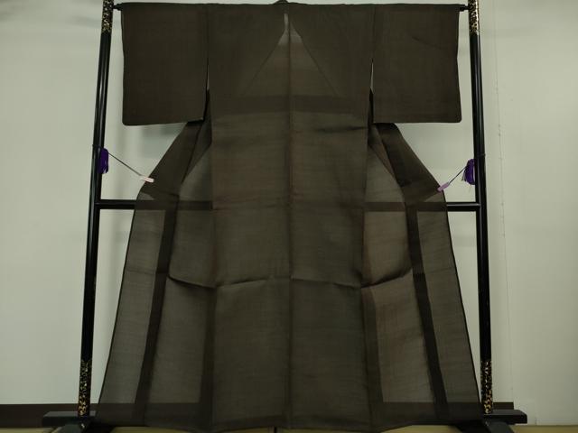 長閑やかさ屋御召しもの＊飛び切り 夏物 発祥地小千谷ちぢみ 麻 色無地 黒紅色 珠玉 未当て嵌める DZAB6154kh6