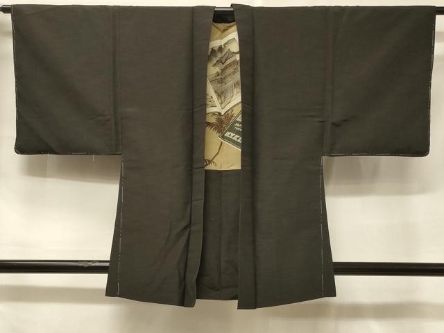 平和屋着物＃男性　羽織　紬地　霞文　黒地　正絹　逸品　未使用　CABF1376in｜平和屋