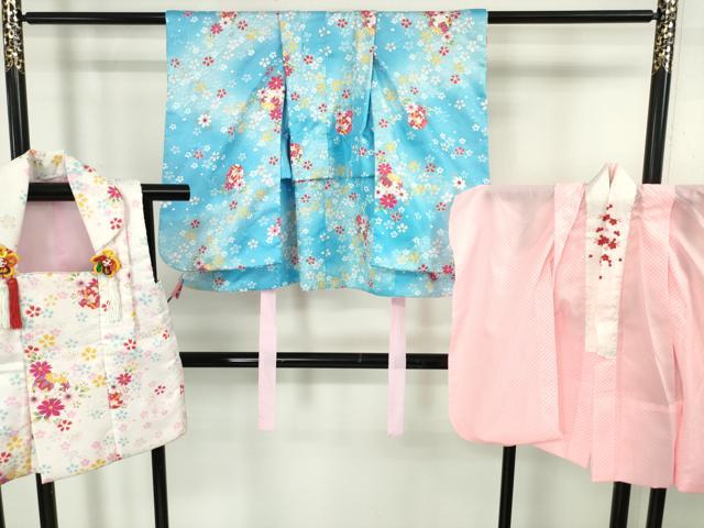 平和屋本店■極上 子供 七五三 女の子 3歳 祝着・襦袢(半衿刺繍)・被布 3点セット 毬花鳥文 金彩 洗える着物 逸品 DZAA4673kh5