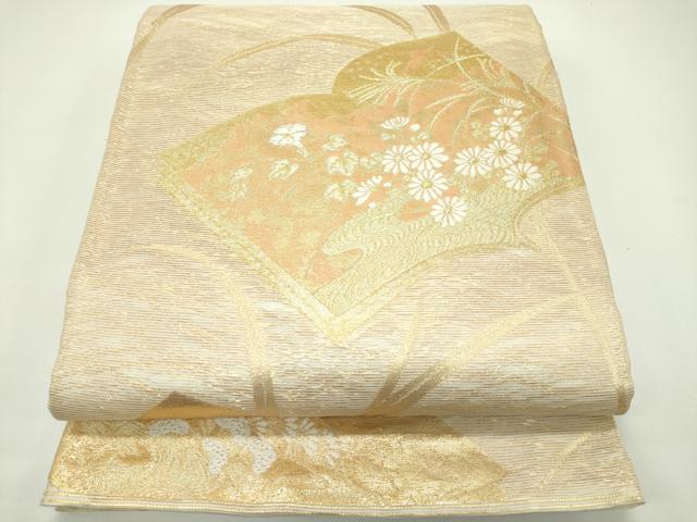 長閑やかさ屋御召しもの＊夏物 六通柄袋帯 ピクチャーブックに菊 現ナマ糸 正絹 珠玉 CABG7431rv