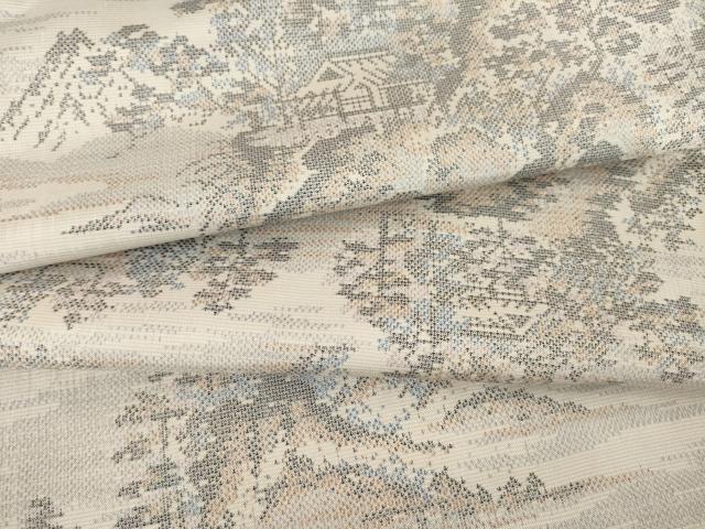 平和屋着物●本場大島紬 白大島 カタス9マルキ 風景文 正絹 逸品 AABF1793ck|平和屋