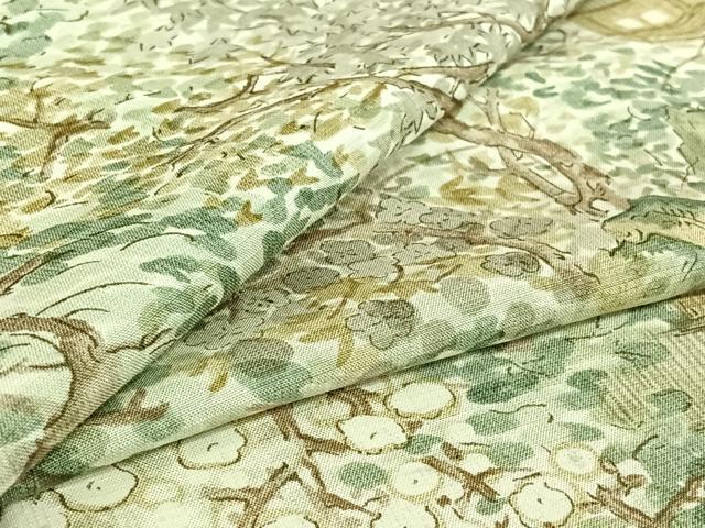 長閑やかさ屋御召しもの▽御前上等な小紋 単衣 紬地 墨付き 見晴らし花文 正絹 珠玉 AABI2108jh