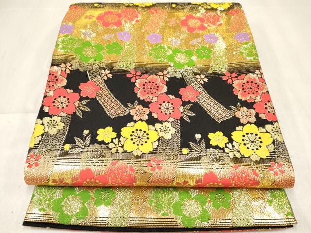 長閑やかさ屋御召しもの[]七五三 赤ちゃん うしろ帯 全通柄袋帯 短冊花文 金糸 珠玉 DABA3942ma