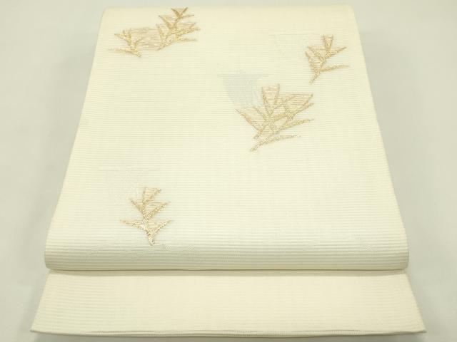 長閑やかさ屋御召しもの＊夏物 六通柄袋帯 帆 植物文 金糸 正絹 珠玉 未当て嵌める CABH5938rv