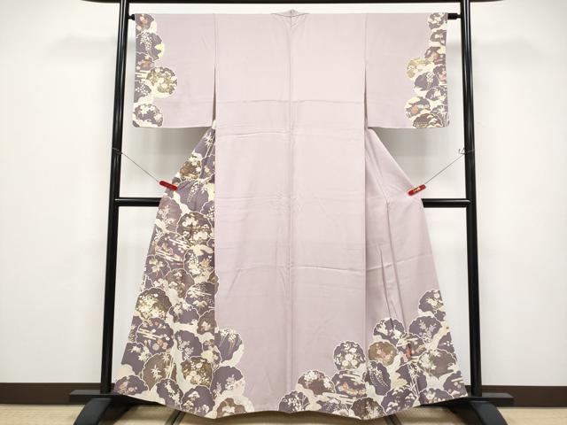 平和屋着物●極上　訪問着　駒刺繍　雪輪重ね吉祥花文　金彩　薄柿色地　逸品　CYAA4568s6｜平和屋