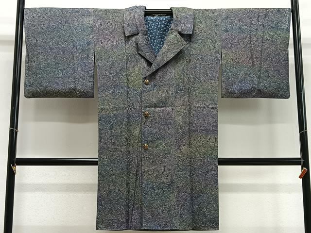 平和屋着物&infin;和装コート　舞葉文　暈し染め　ロング丈　正絹　逸品　CABD4709ua｜平和屋