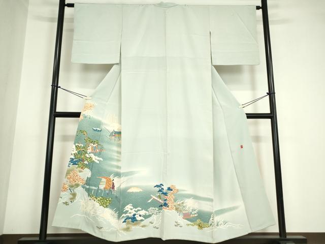 平和屋着物●豪色留袖　友禅　作家物　水辺人物風景文　正絹　逸品　DABA4704az｜平和屋
