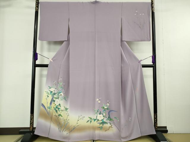 平和屋着物●極上 本加賀友禅作家 下村陽明 訪問着 牡丹華 薄葡萄色地 暈し染め 証紙付き 逸品 DZAB6192kh6|平和屋