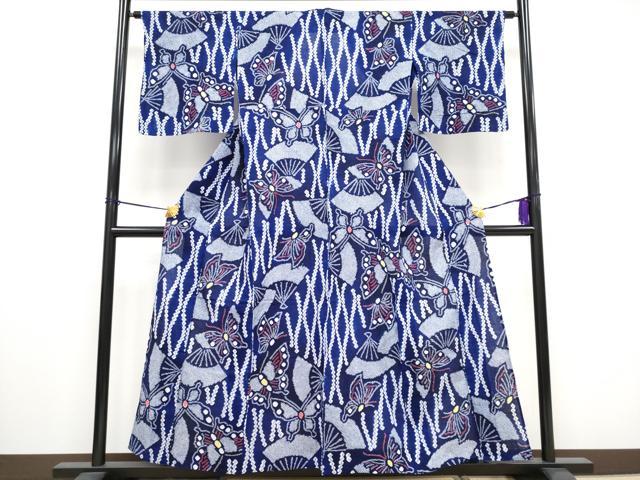 平和屋着物&there4;極上 夏物 浴衣 有松鳴海絞り 扇面舞蝶文 綿 逸品 CYAA3088s5｜平和屋 8,086円