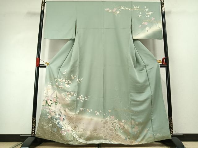 平和屋着物●訪問着　草花文　暈し染め　金彩　正絹　逸品　AABJ4127fy｜平和屋