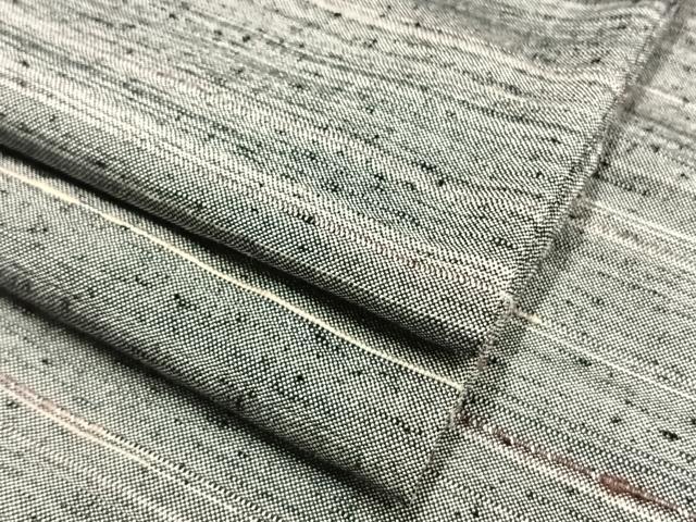 長閑やかさ屋御召しもの▽紬 単衣 横縞 羊毛 AAAV2778fy