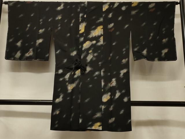 平和屋着物＃道中着 寿光織 霞文 黒地 金銀糸 ロング丈 正絹 逸品 未使用 CABF1412in