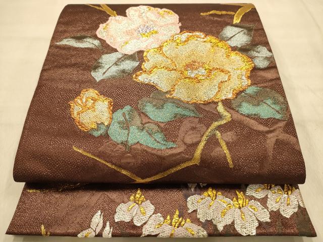 長閑やかさ屋御召しもの●六通柄袋帯 枝花文 現ナマ糸 正絹 珠玉 AABJ2153sx