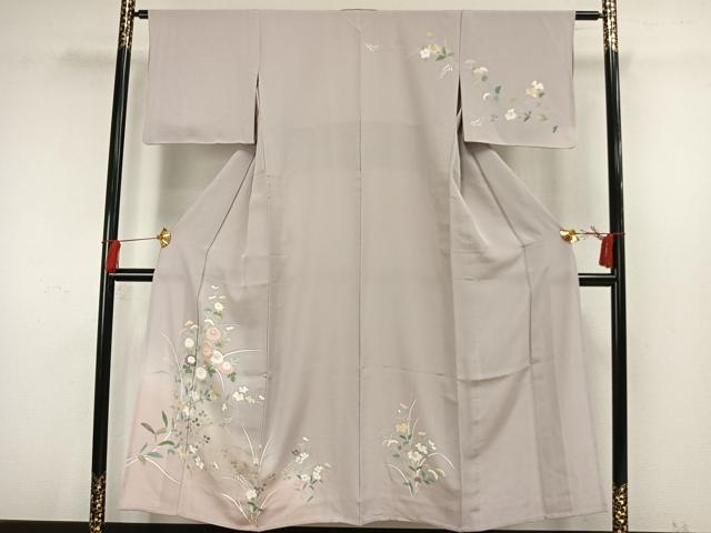 平和屋着物○訪問着 駒刺繍 草花文 暈し染め 金彩 正絹 逸品